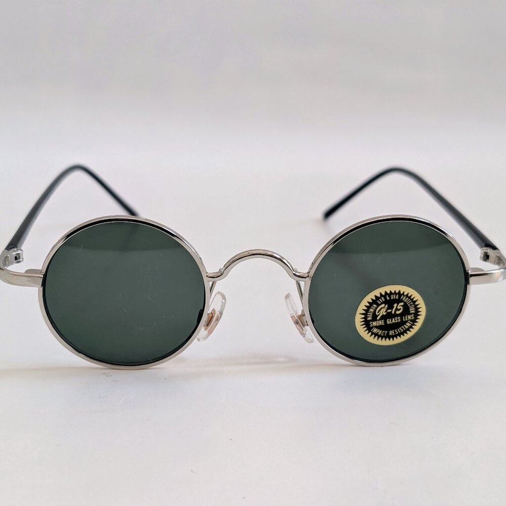 NWT Vintage 90's John Lennon Like Round Metal Combo Sunglasses (S. Silver)